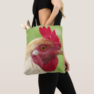 rooster, kip, dier, vogel, design, boerderij, tote bag