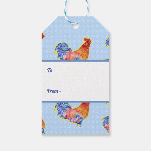 Rooster Kippen Boys Happy Birthday Cadeaulabel (Achterkant)