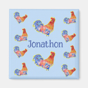 Rooster Kippen Boys Happy Birthday Naam Magneet