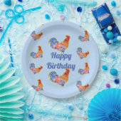 Rooster Kippen Boys Happy Birthday Papieren Bordje (Feest)