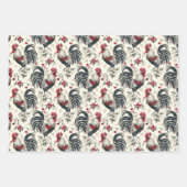 Rooster kippenpatroon verouderd inpakpapier vel (Voorkant 2)