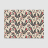 Rooster  kippenpatroon verouderd tissuepapier (Voorkant)