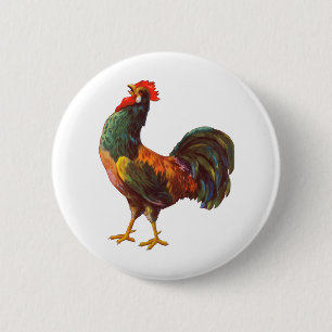Rooster  Kitchen Crate Art Ronde Button 5,7 Cm