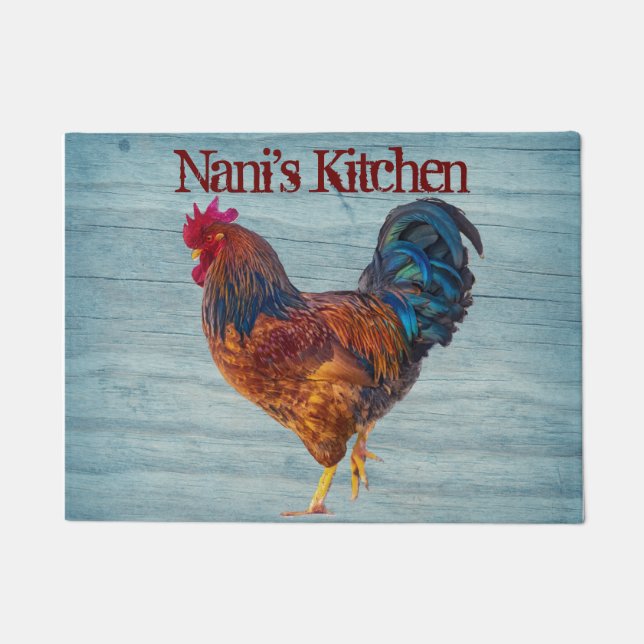 Rooster Kitchen personaliseren Naam toevoegen Kleu Deurmat (Voorkant)