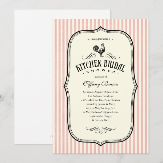  Rooster Kitchen Shower-uitnodigingen Kaart (Voorkant / Achterkant)