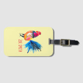 Rooster kleurige waterverf illustratie bagagelabel (Voorkant (horizontaal))