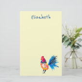 Rooster kleurige waterverf illustratie briefpapier (Staand voorkant)