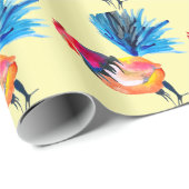 Rooster kleurige waterverf illustratie cadeaupapier (Rol Hoek)