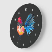 Rooster kleurige waterverf illustratie grote klok (Hoek)