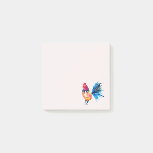 Rooster kleurige waterverf illustratie post-it® notes (Voorkant)
