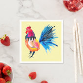 Rooster kleurige waterverf illustratie servet (Insitu)