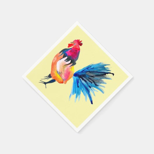 Rooster kleurige waterverf illustratie servet (Hoek)