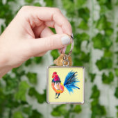 Rooster kleurige waterverf illustratie sleutelhanger (Hand)