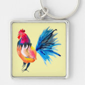 Rooster kleurige waterverf illustratie sleutelhanger (Voorkant)