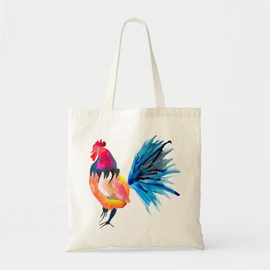 Rooster kleurige waterverf illustratie tote bag (Voorkant)