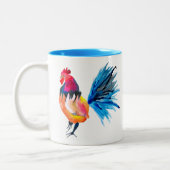 Rooster kleurige waterverf illustratie tweekleurige koffiemok (Links)