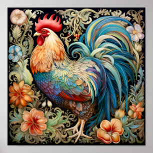 Rooster Kleurrijke Art Print