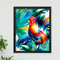 Rooster Kleurrijke Waterverf
