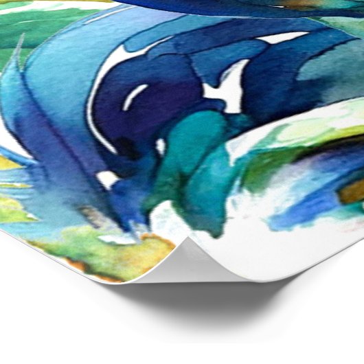 Rooster Kleurrijke Waterverf Poster (Hoek)