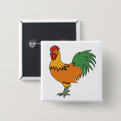 Rooster-knop Vierkante Button 5,1 Cm (Voorkant /achterkant)