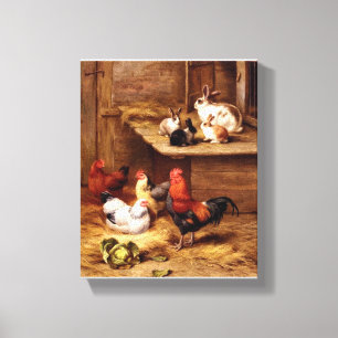 Rooster konijn canvas afdruk