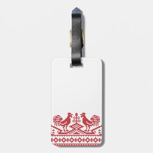 Rooster kruissteek bagagelabel (Achterkant verticaal)