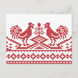 Rooster kruissteek briefkaart