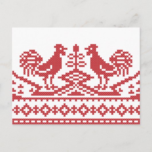 Rooster kruissteek briefkaart (Voorkant)
