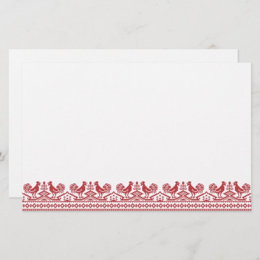 Rooster kruissteek briefpapier (Voorkant / Achterkant)