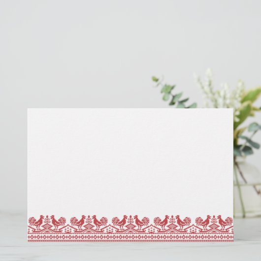 Rooster kruissteek briefpapier (Staand voorkant)