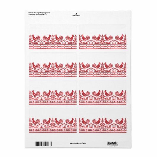 Rooster kruissteek etiket (Full Sheet)
