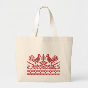 Rooster kruissteek grote tote bag