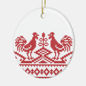 Rooster kruissteek keramisch ornament (Links)