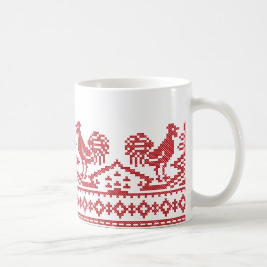 Rooster kruissteek koffiemok (Rechts)