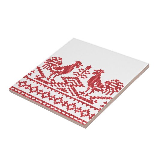 Rooster kruissteek tegeltje (Zijkant)