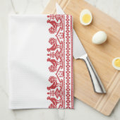 Rooster kruissteek theedoek (Quarter Fold)