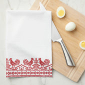 Rooster kruissteek theedoek (Quarter Fold)