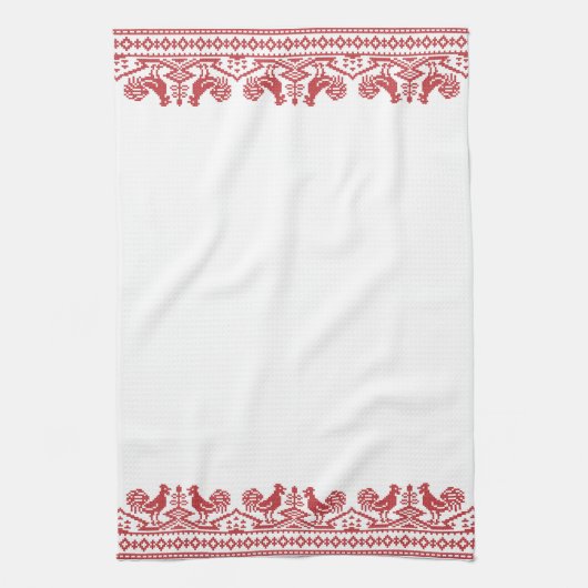 Rooster kruissteek theedoek (Verticaal)
