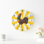 Rooster  Kunst op Gele Witte Keukenklok Grote Klok (Huis)
