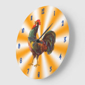 Rooster  kunst op Oranje witte keukenklok Grote Klok (Hoek)