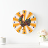 Rooster  kunst op Oranje witte keukenklok Grote Klok (Huis)