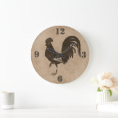Rooster-landwandklok in Bruin Rustisch Land Grote Klok (Huis)