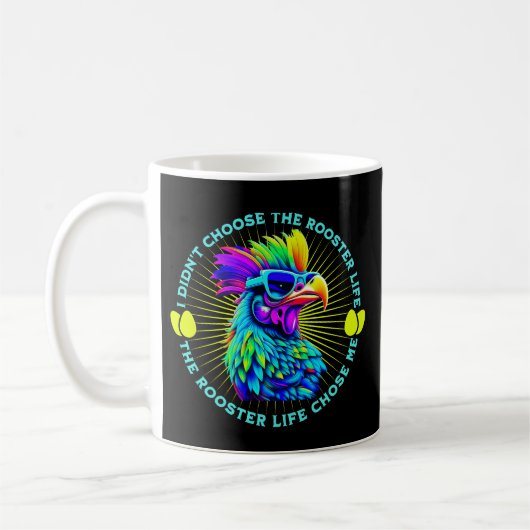 Rooster Life Grappige Retro Rooster Kip Quote Koffiemok (Links)