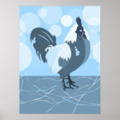 Rooster Light Blue Kitchen Wall Art - Poster (Voorkant)