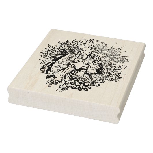 Rooster Line Art Kleurplaat Rubberstempel (Stempel)