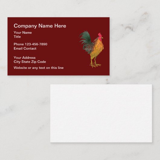 Rooster Logo Theme Visitekaartje (Voorkant / Achterkant)