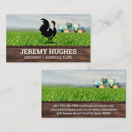 Rooster Logo | Trekkers en landbouwgrond Visitekaartje (Voorkant / Achterkant)