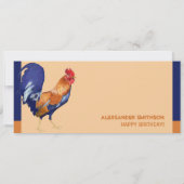 Rooster long Birthday Party Invitation Kaart (Achterkant)