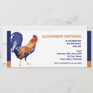 Rooster Long Party Invitation Kaart
