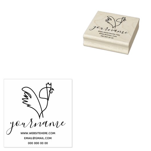 Rooster Male Chicken Rubberstempel (Gestempeld)